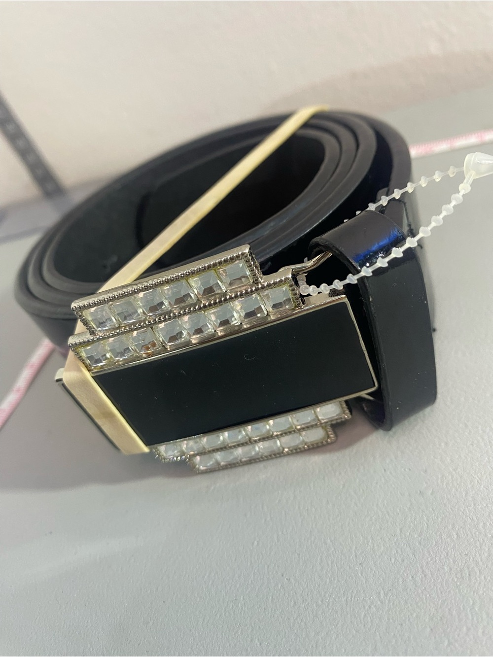 Chinese Laundry Black Rhinestone Accent Belt Rare M Size